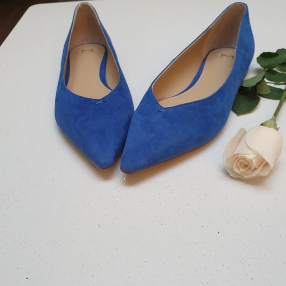 Marc Fisher Royal Blue Suede Pointed Toe Flats Size 8.5 Like Brand New - Picture 3 of 15
